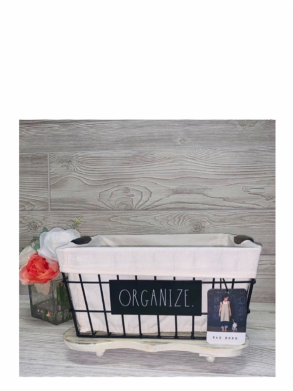 NEW Rae Dunn Black & White Buffalo Plaid Wire Basket Organize